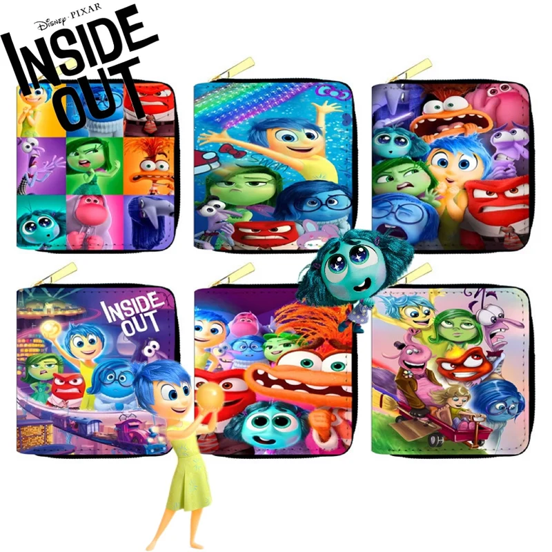 

Disney Cartoon Inside Out 2 Wallet Cute Anime Figures Joy Anxiety Envy Coin Purse Passport Bags for Students Kids Holiday Gifts