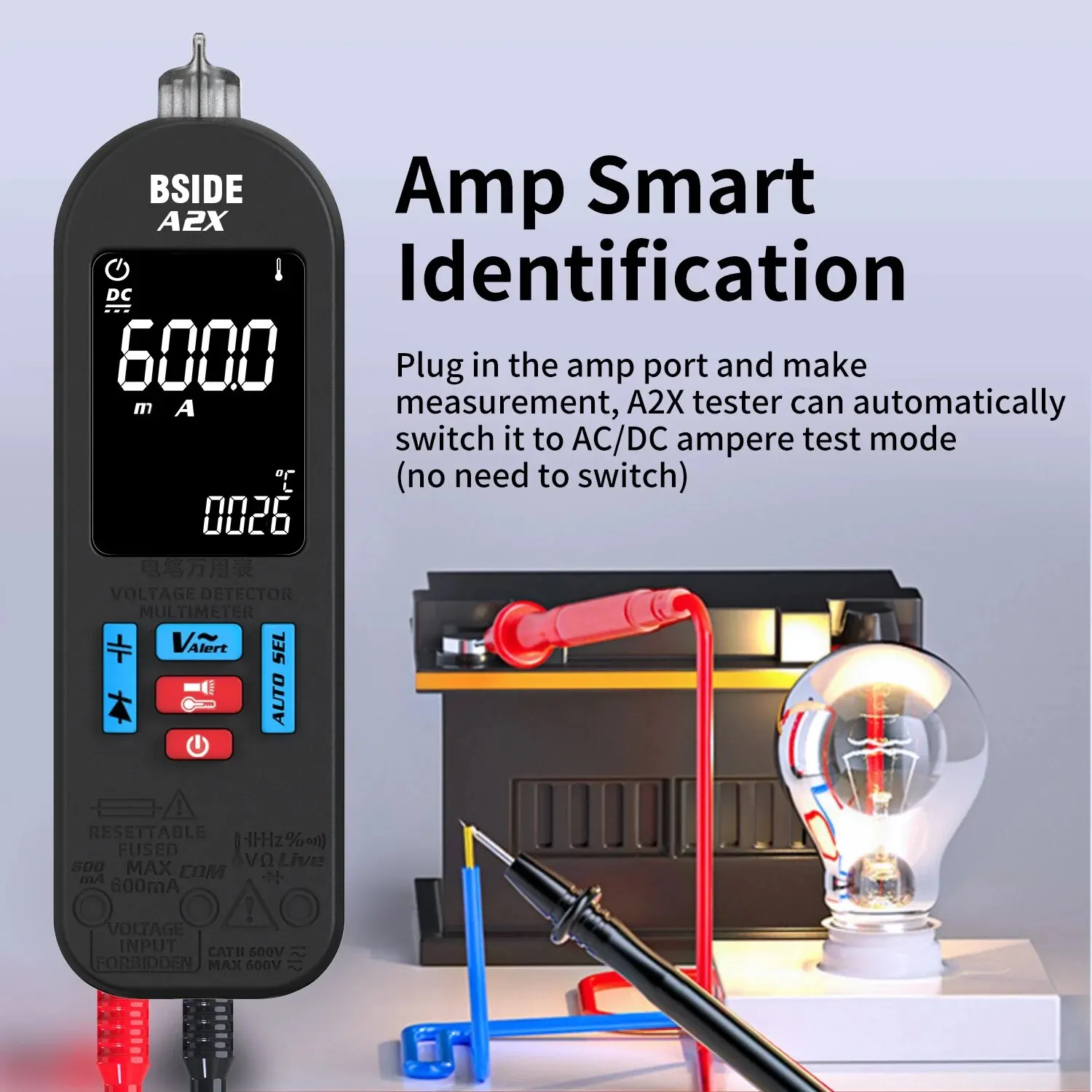 BSIDE Smart Digital Multimeter Rechargeable Professional Automatic Voltage Tester Handheld VFC AC DC Diode Capacitor Resistance