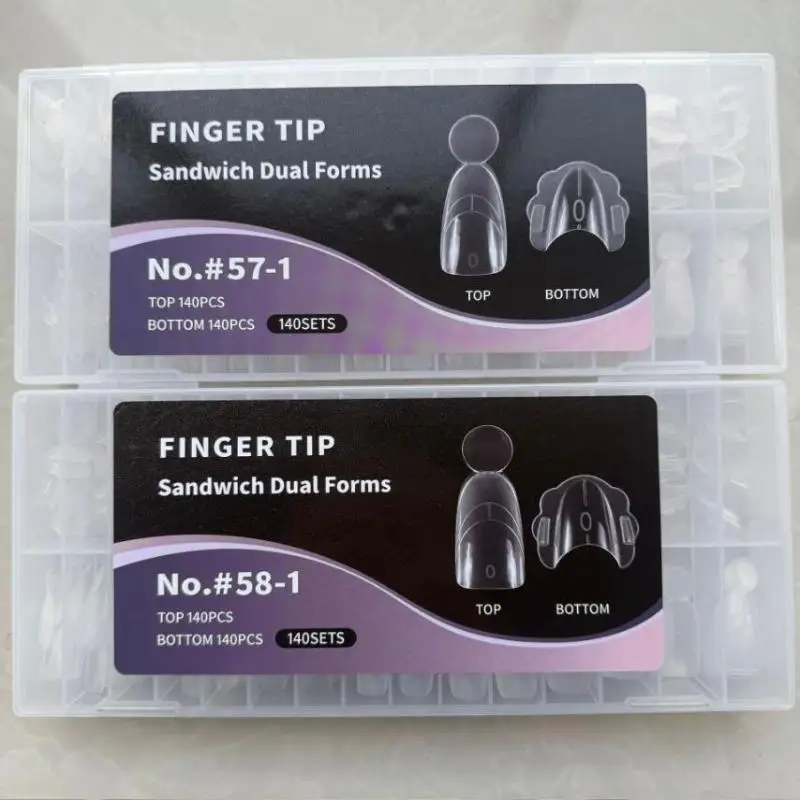 280Pcs Builder Gel Coffin Almond Top/Bottom Nail Forms Manicure Sandwich Nail Dual Forms Nail Extension Inner French Line Molds
