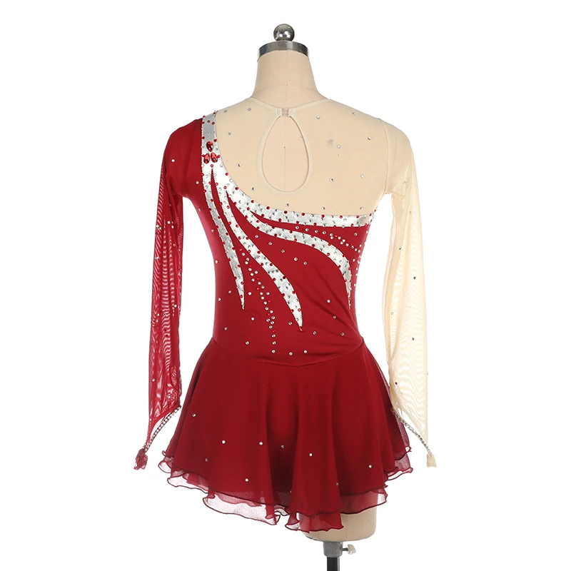 Nasinaya Figure Skating Dress Customized Competition Women's Children's Blue Silver Sparkling Artistic Gymnastics Performance