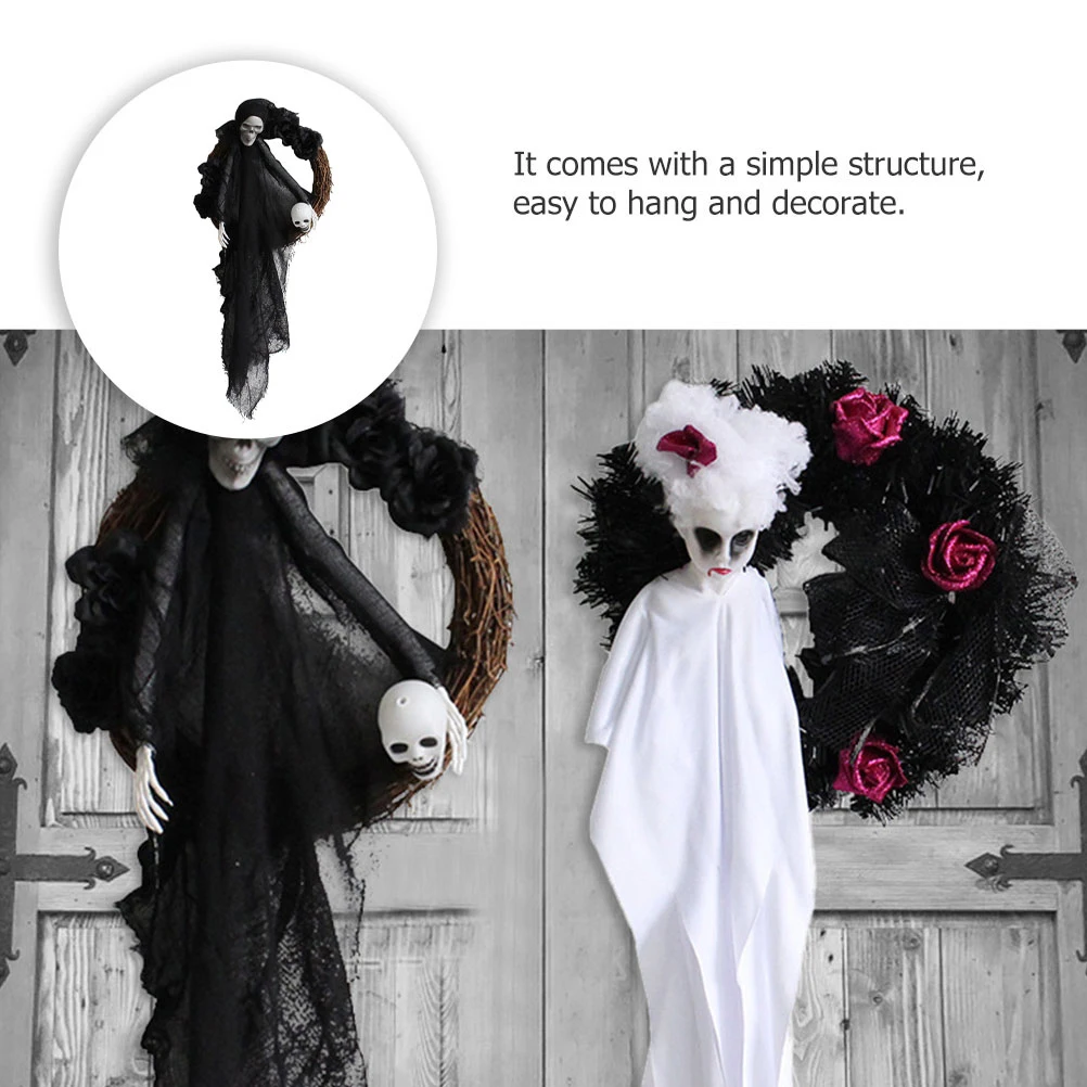 

1Pcs Halloween Creative Ghost Wreath Hanging Door Decoration Flower Festival Decor Halloween Wreath Pendant Garland