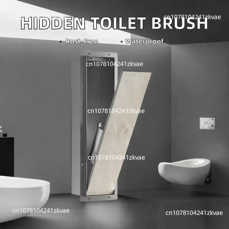 Eco-Friendly Concealed Recessed Toilet Brush Niche Waterproof Space-Saving Tile Cleaning Silicone Brush Head Bathroom