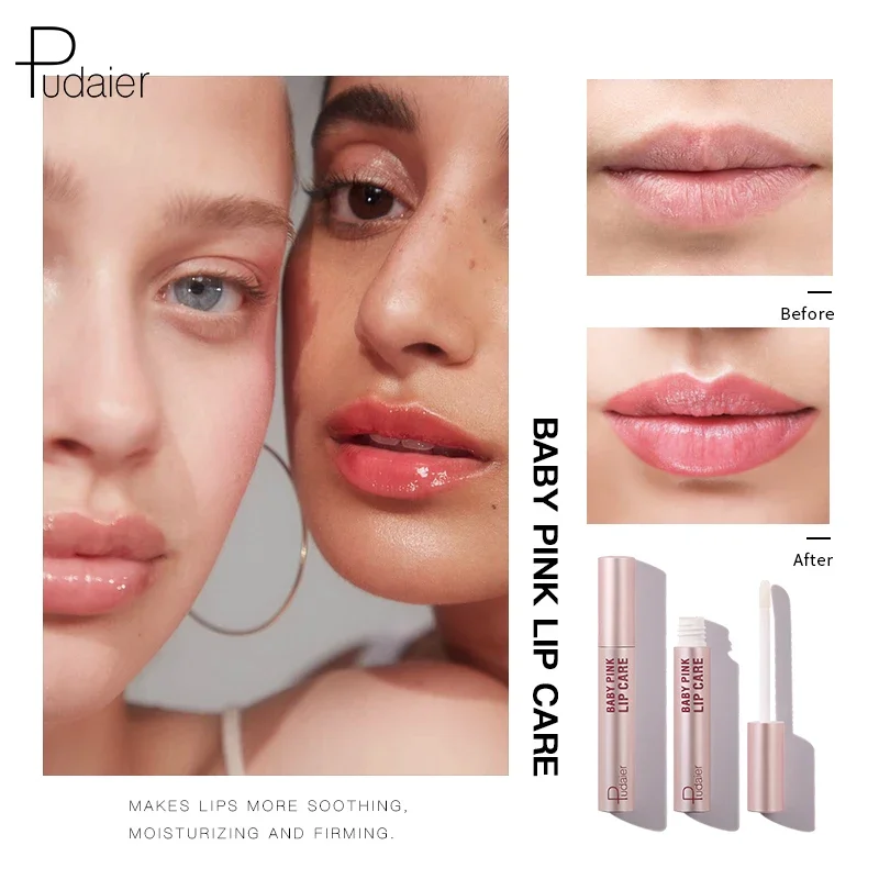 Baby Pink Lips Care Moisturizing Lip Balm, Waterproof, Long Lasting, Lighten Lip Lines, Anti-Drying, Oil, Shimmer, Gloss Base