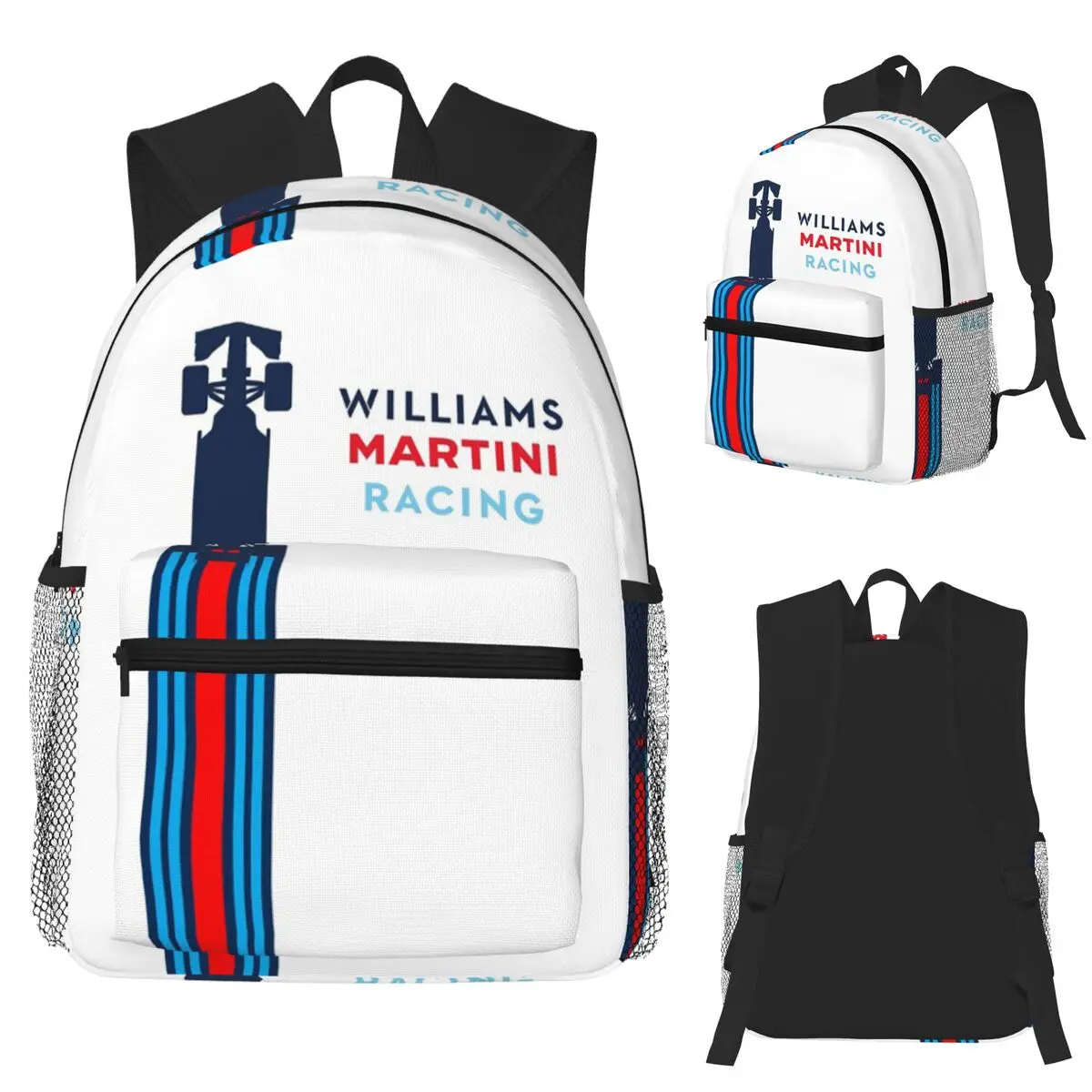 

Студенческий рюкзак в полоску Racing Martini, школьная сумка, походный дорожный рюкзак для мальчиков и девочек, модная сумка для книг, сумки на плечо