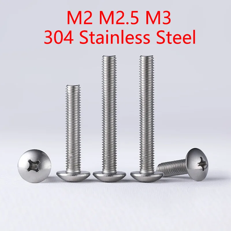 10Pcs Phillips M2 M2.5 M3 Cross Recessed Flat Head Bolt 304 Stainless Steel Screw Set Fasteners Plasterboard Wall Machine Screw