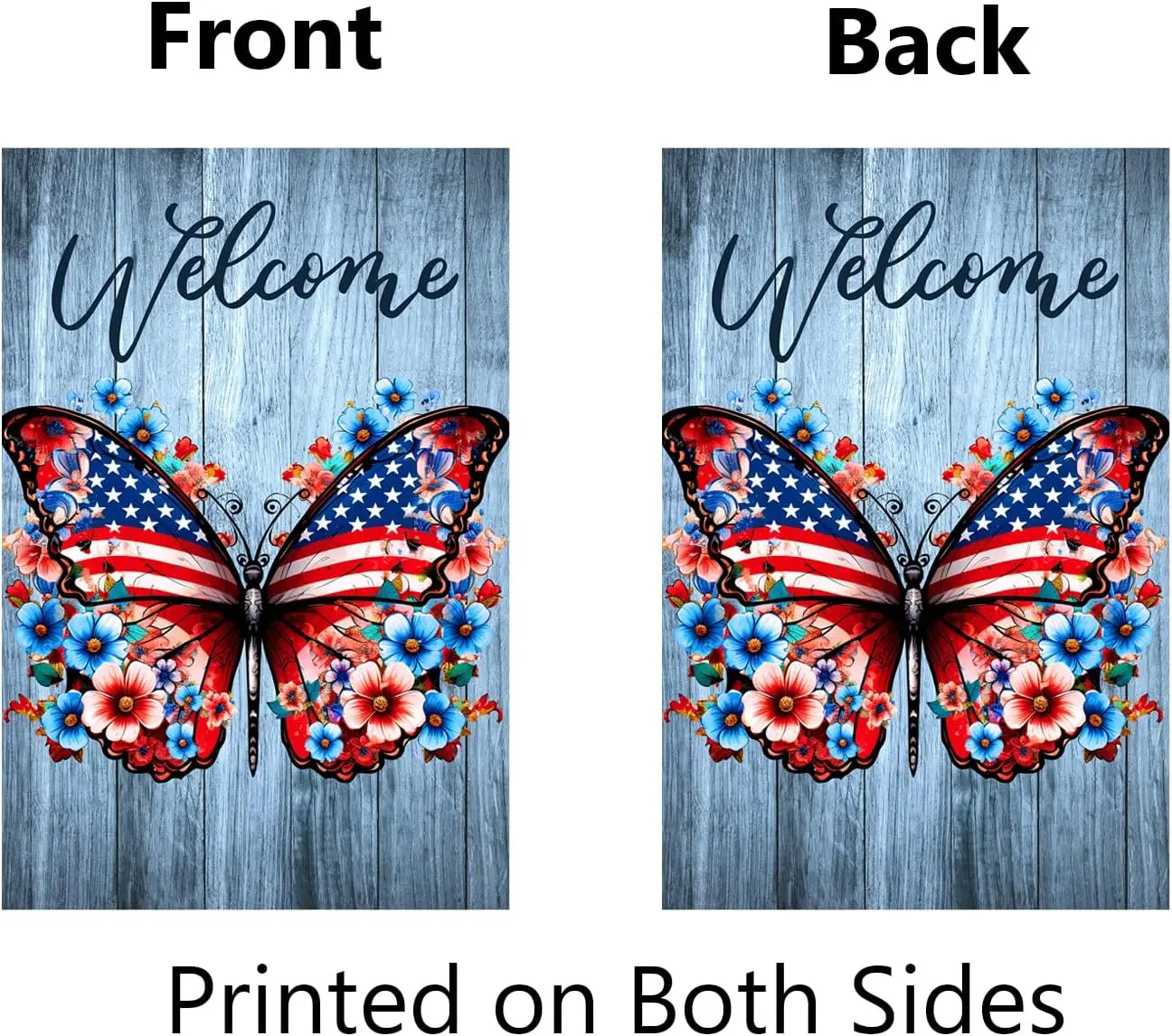 Patriotic Butterfly Garden Flag 12x18 Inch Double Sided American 4th Of July Yard Flags for Outside Independence Day Fourth of J