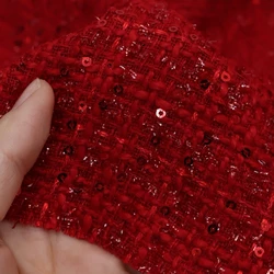 Sequin Embroidered Woven Fabric for Skirt Clothing Coat Fashion Designer Diy Sewing Material Cloth Handmade Wholesale