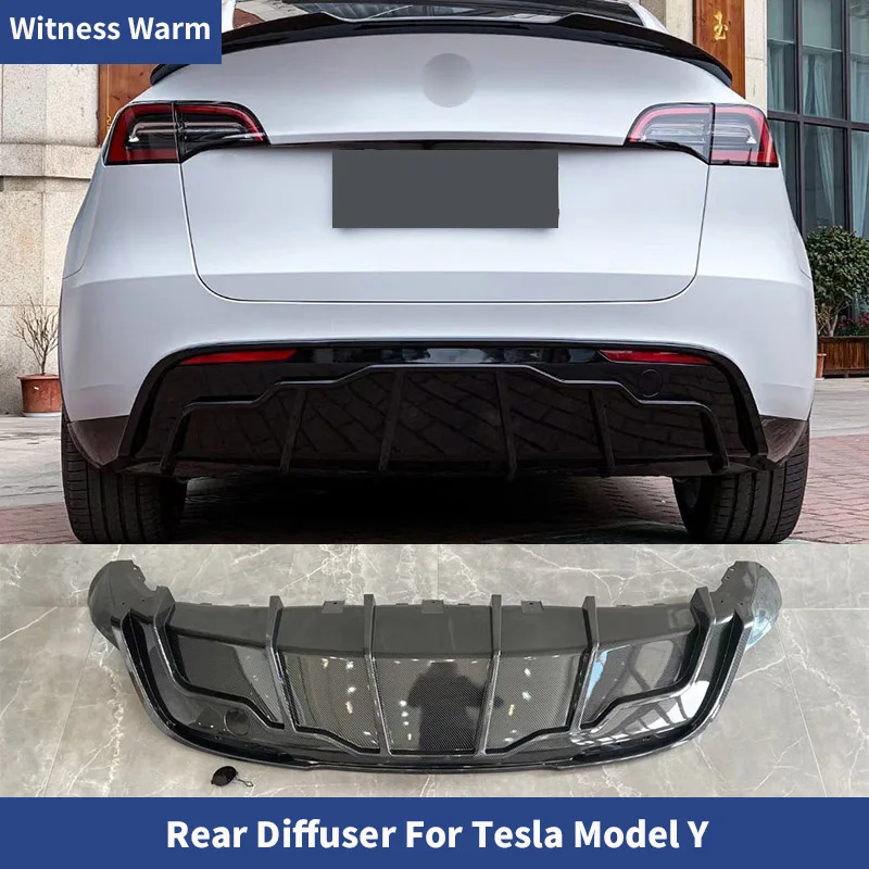 Model Y ABS Bright Black Carbon Look Rear Diffuser Bumper Lip  Splitter for Tesla Model Y Car Body Kit