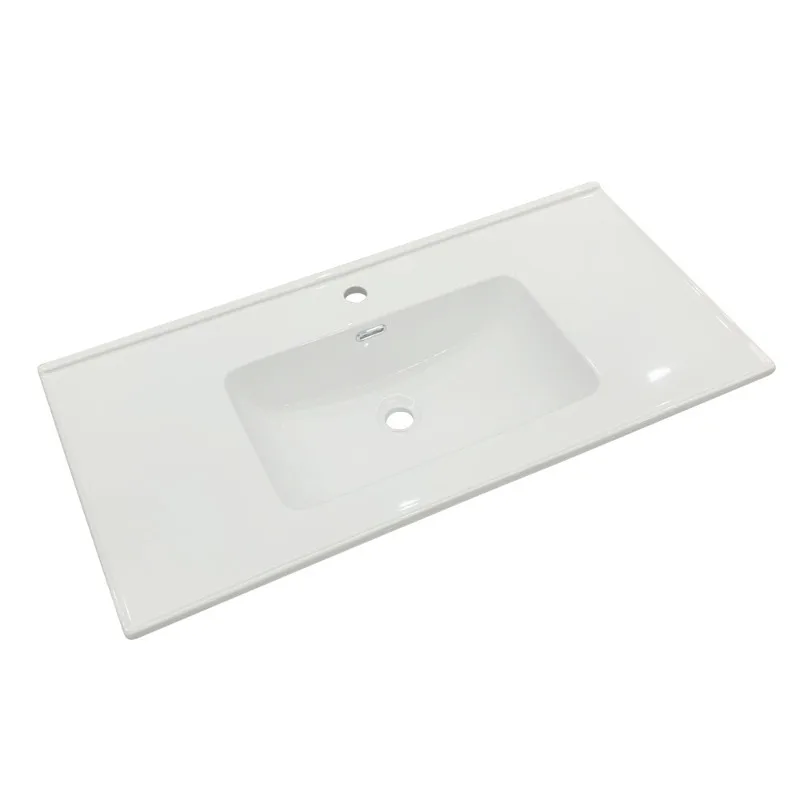 

Simple ceramic integrated basin, thin edge ceramic bathroom embedded wash