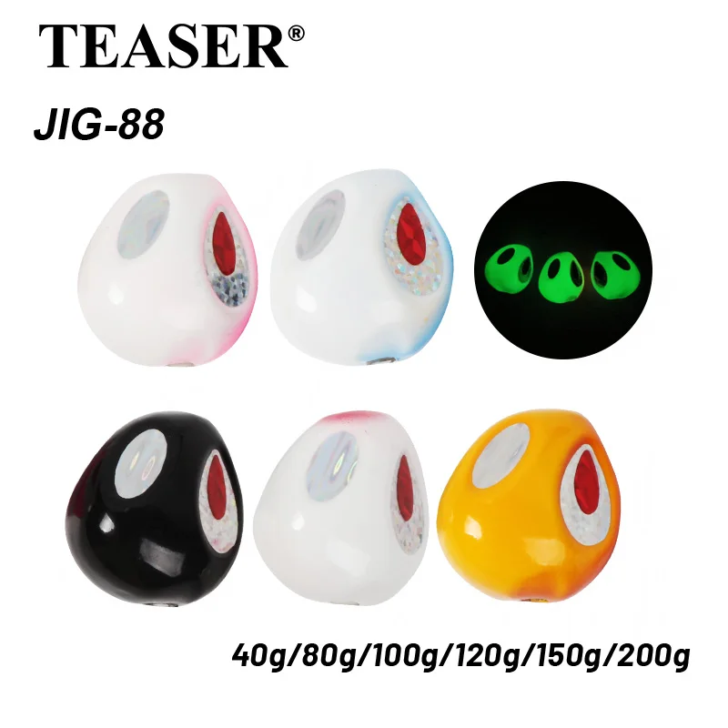 TEASER J88 Telabah Moon Fish Head Kunstköder 60g-200g im Dunkeln leuchtendes Bootsangeln für Kabeljau, Seebarsch und Bleifische