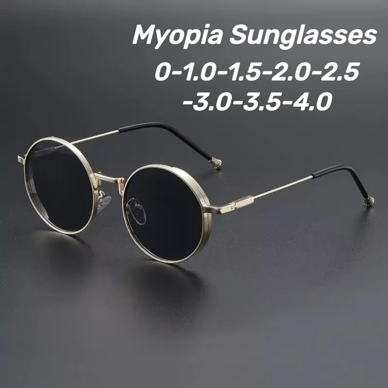 

Fashionable Round UV-Protective Myopia Glasses Men Luxury Brand Vintage Metal Outdoor UV400 Sun Glasses Classic Driving Shades