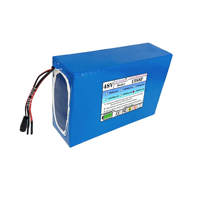 48V 30Ah 30000mAh 18650 13S8P lithium battery pack with large capacity suitable for 48V 250-1500W built-in BMS+54.6V 2A charger