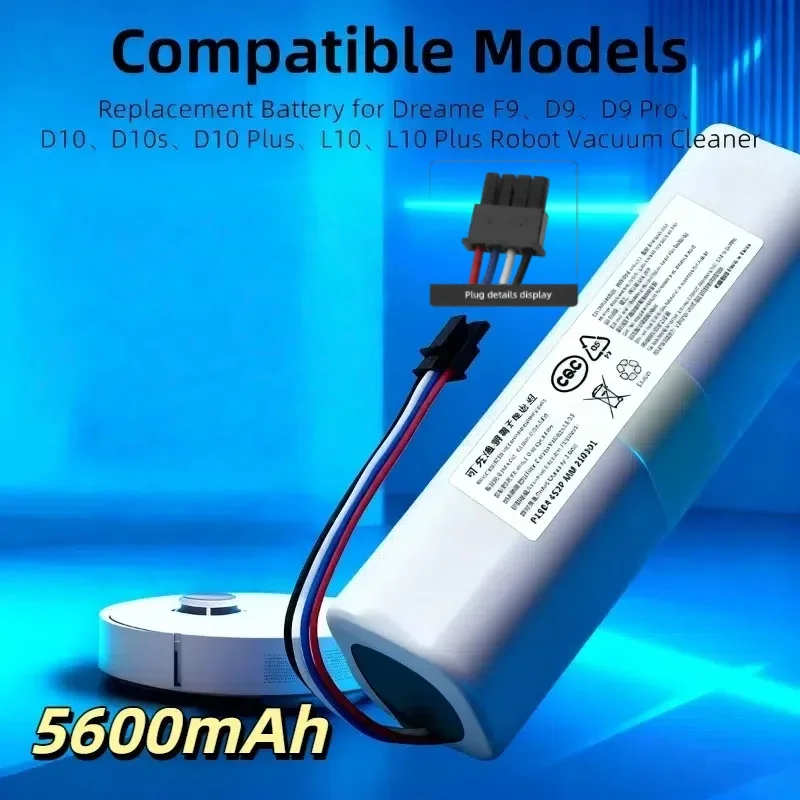 

Replacement Battery 4S2P- P2150-4S2P-14.4V 12800mAh – Fits Xiaomi Mijia & Dreame S10/D9/F9/L10Pro/L10Plus Vacuum Cleaners