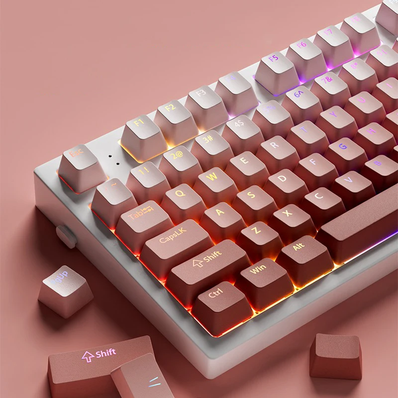 

Gradient OEM Profile PBT Keycaps For Cherry Mx Switch Mechanical Keyboard backlit RGB Keycap Pink White ISO Layout Key caps DIY