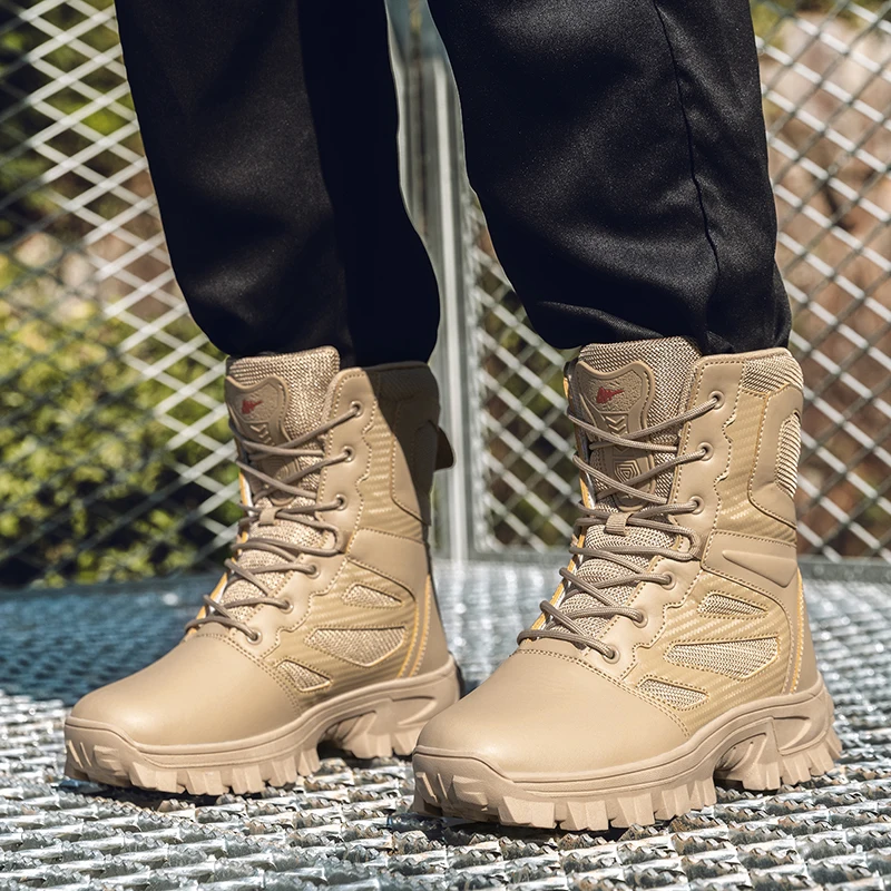 Men's field combat training boots four seasons new breathable non-slip jungle combat high-top outdoor multi-terrain hiking boots