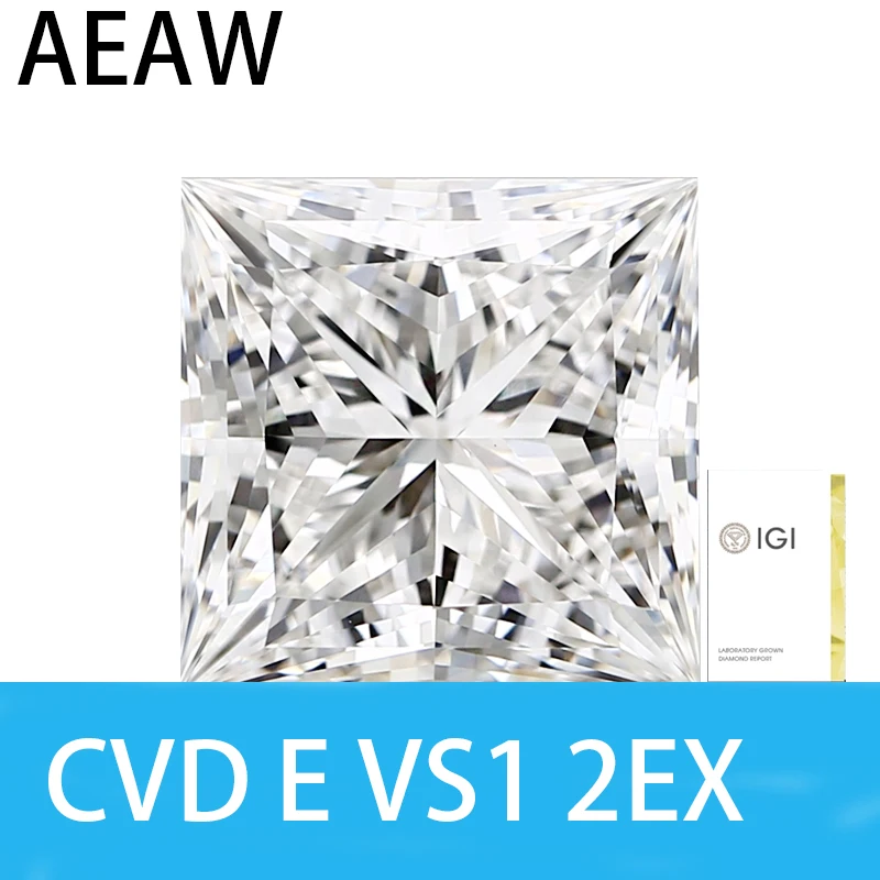 

CVD diamond EFG white color VS1 3-5CT VVS clarity Princess shape Cut IGI certificated lab grown diamond loose stone