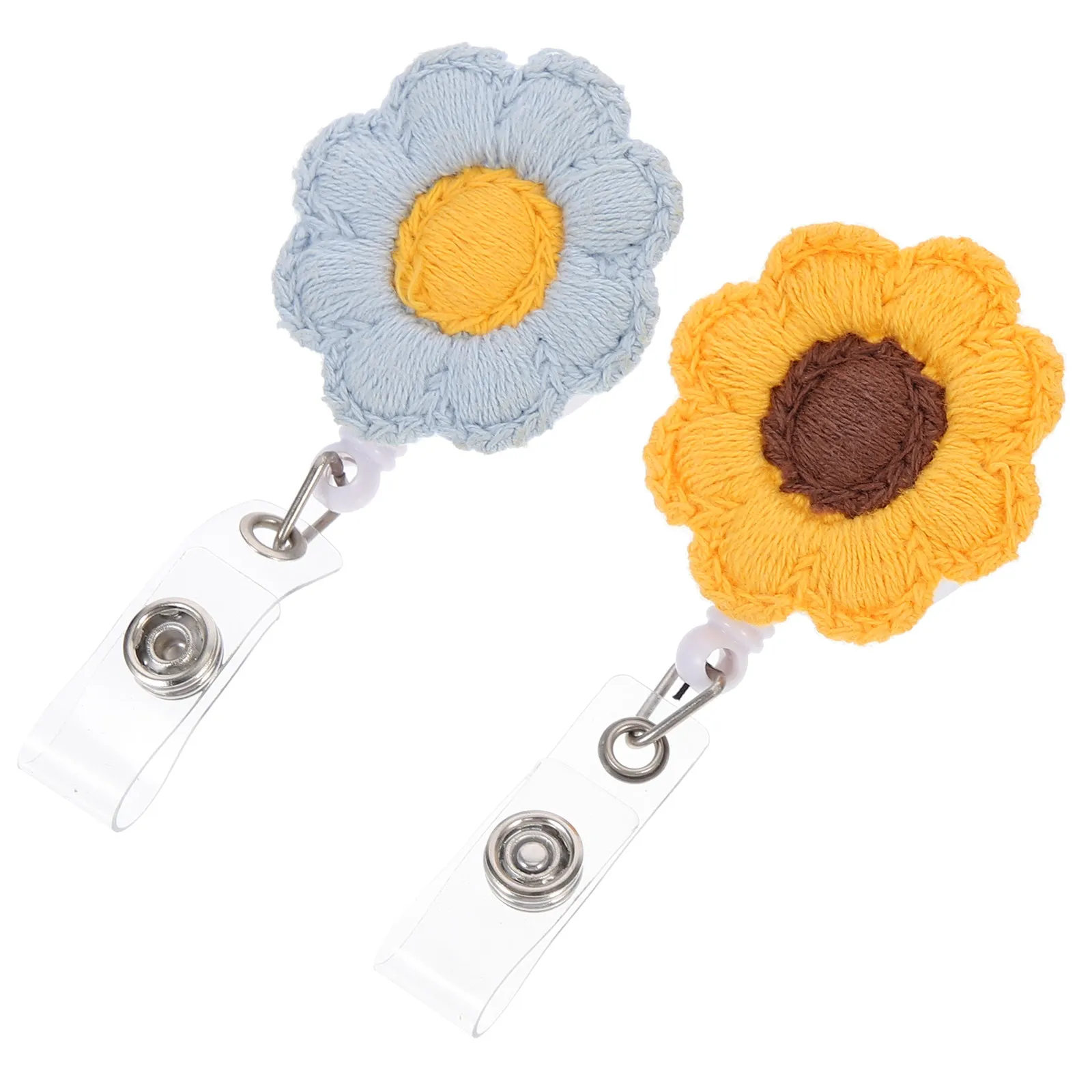 

2Pcs Lovely Sunflower Badge Clip Retractable Name Tag Holder Secure Badge Reel for Factory Workers Government Staff Security