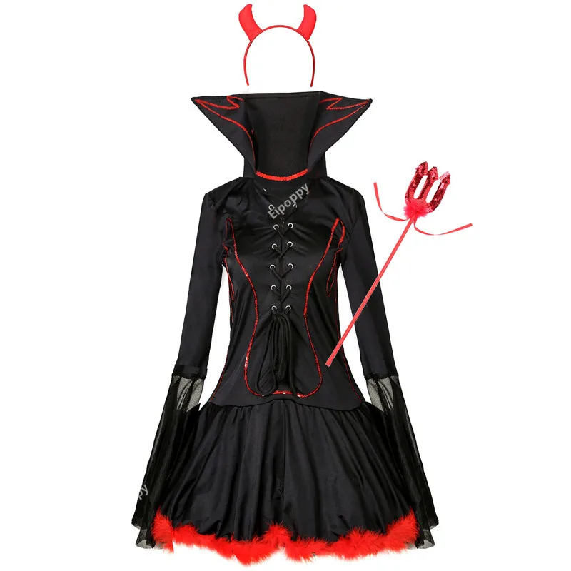 Vampire Costume Cosplay Sexy Adult Halloween Costumes for Women Red Fancy Carnival Party Dress