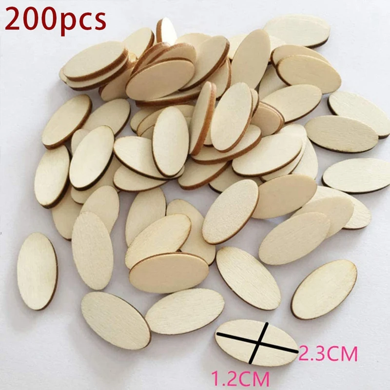 200Pcs Wooden Oval Slices ,Unfinished Wooden Slice For DIY Craft Paint Christmas Decor Centerpiece Gift Tag