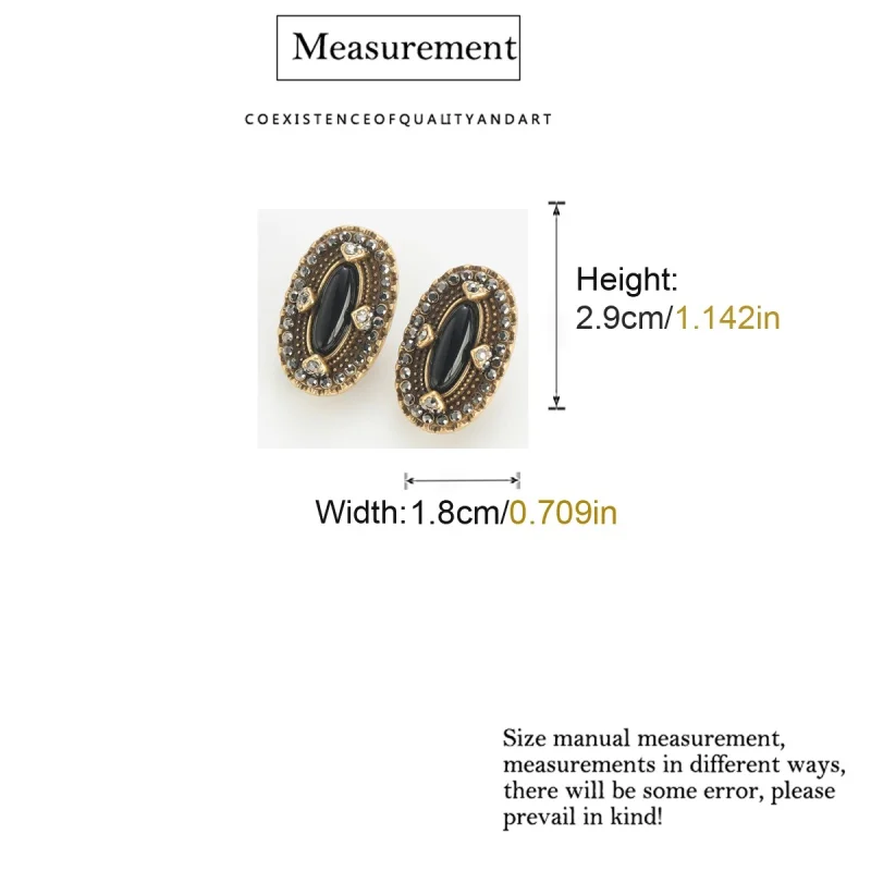 العتيقة الذهب اللون الأسود العقيق البيضاوي قرط الاذن المرصع حجر الراين مجوهرات فاخرة مصمم خمر للنساء الزفاف الشكر 2025