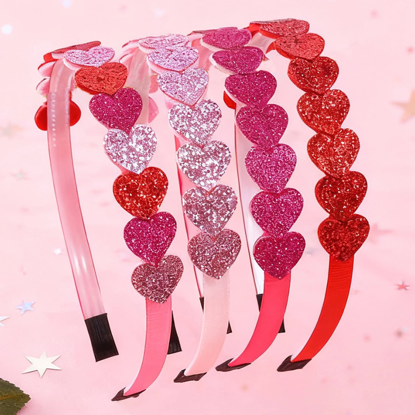 1/4pcs Sweet HeartHeadbands for Girls Crystal Heart Hairbands Headbands for Girls Kids Valentine's Day Party Hair Accessories