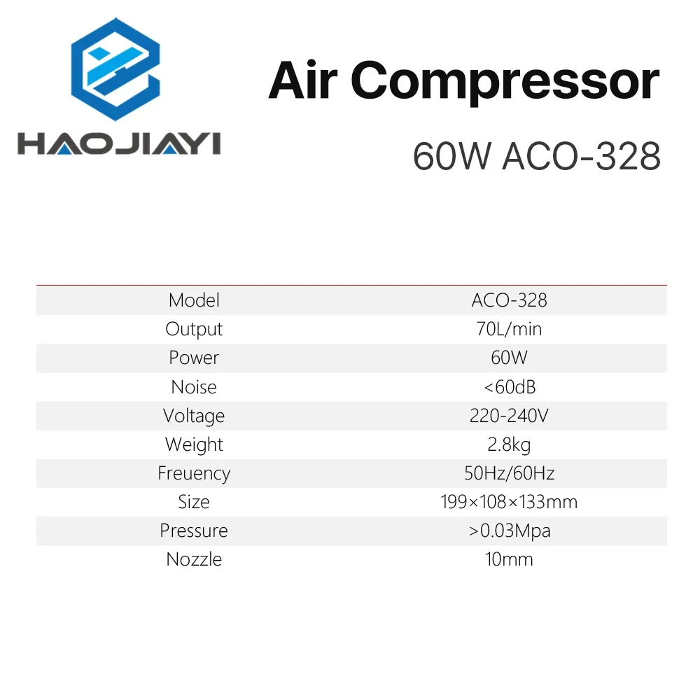 CO2レーザー彫刻切断機用電動磁気エアポンプ、エアコンプレッサー、ACO-328、60w