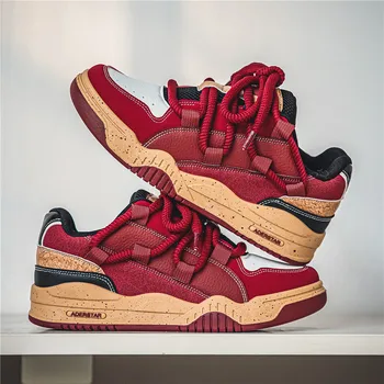 Neue Designer Herren rote lässige Turnschuhe Komfort Schnürung Herren Skateboard Schuhe 2024 Mode Hip Hop Turnschuhe Herren Streetwear Schuhe