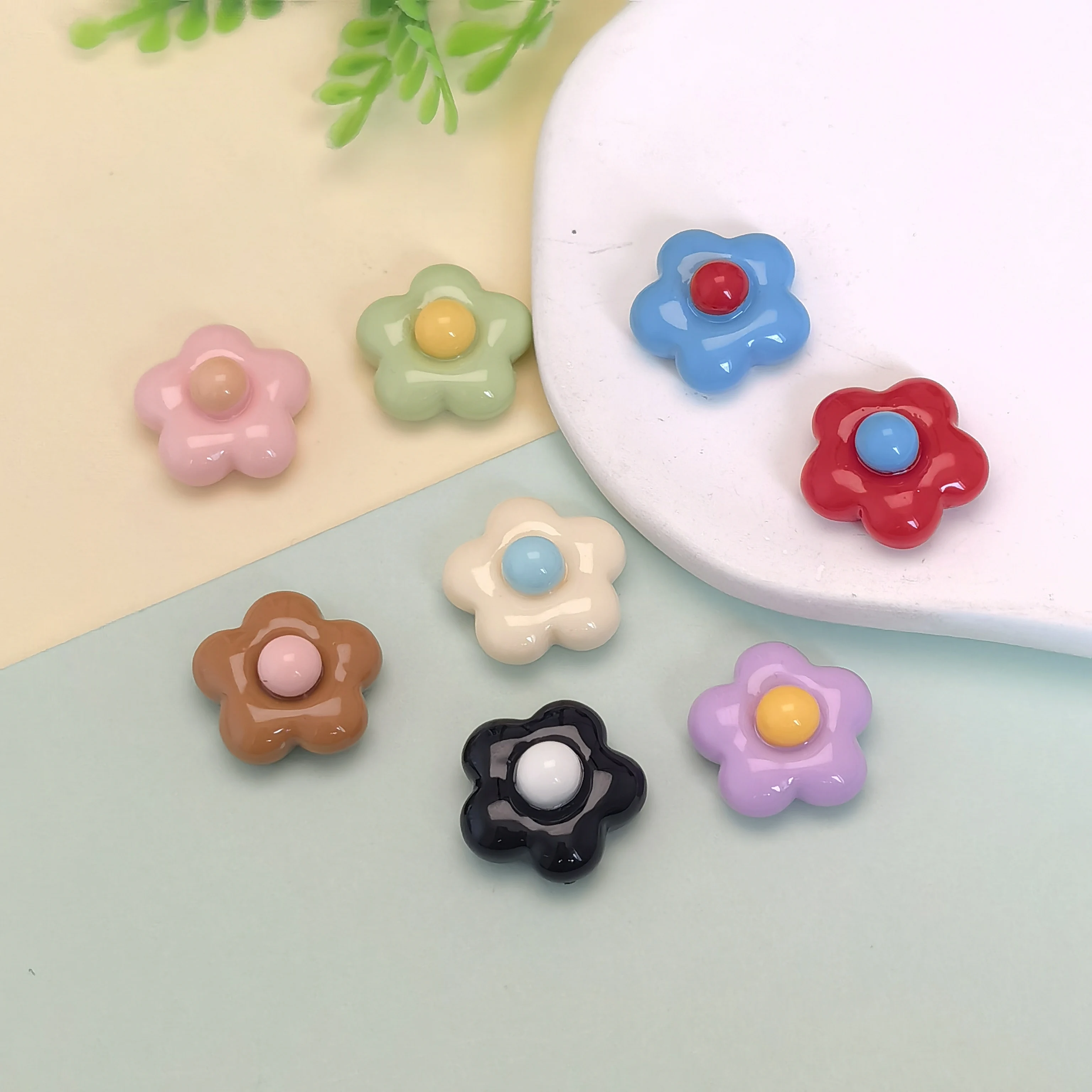 Resin Accessories Brightening Colorful Flowers Cabochon DIY Hairpin Children's Headstring Handmade Material Pendant Jewelry