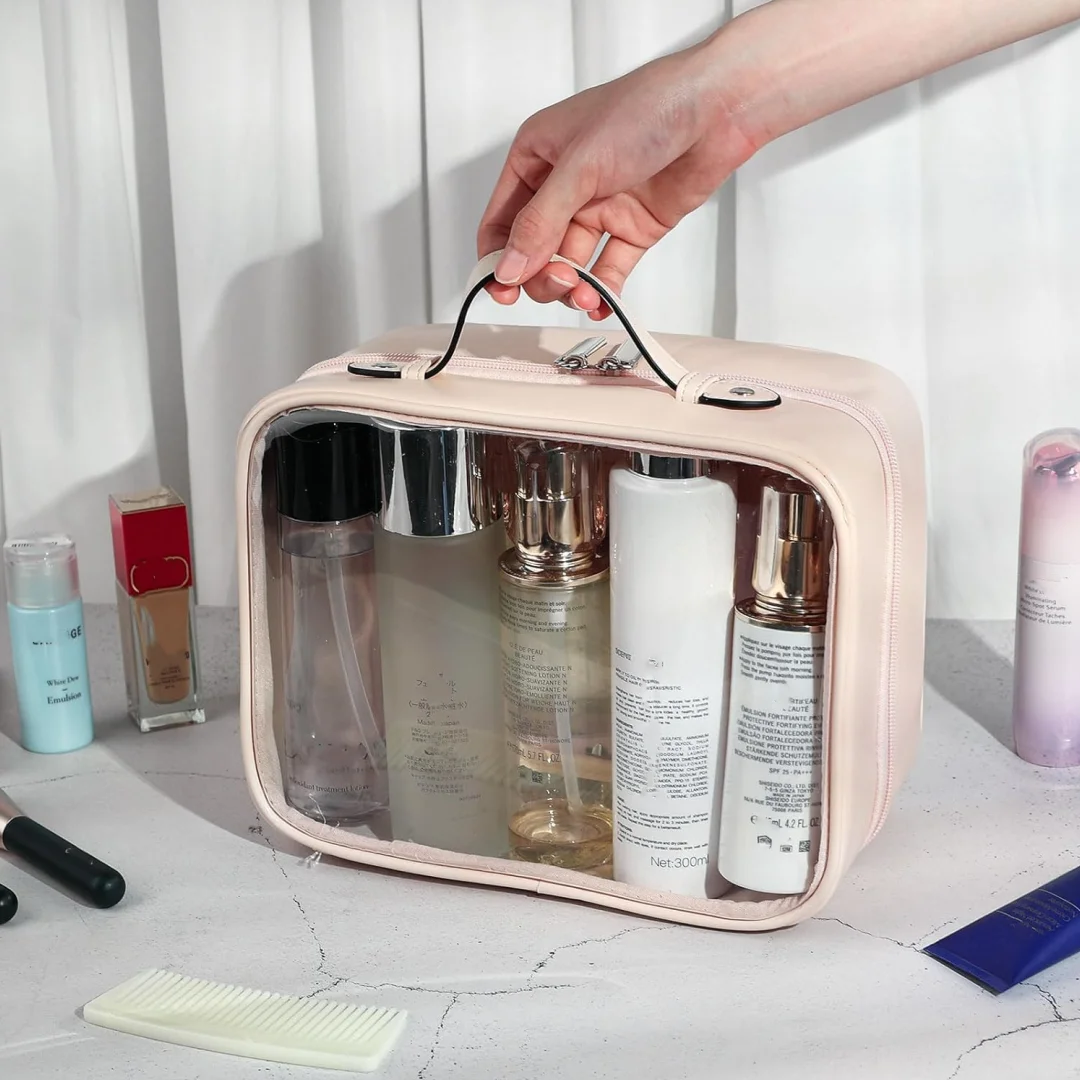 Transparent Cosmetic Bag 2 Layers Waterproof Large Capacity Makeup Package Multifunctional Travel Clear Makeup Bags Handbag