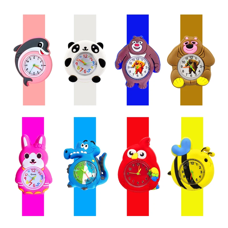 2024 neue Cartoon Jungen Mädchen Kinder Uhren Baby lernen Zeit Spielzeug Ohrfeigen Armband Kinder Uhren Weihnachts geschenk für Kind im Alter von