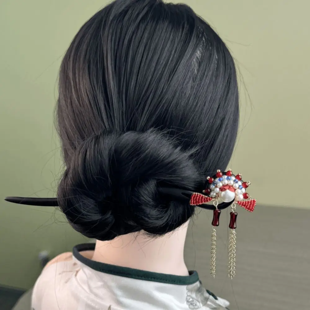 

Temperament Tassel New Chinese Style Hair Clip Pearl Flower Wooden Hair Stick Antique Retro Hanfu Hairpin Cheongsam Accessories