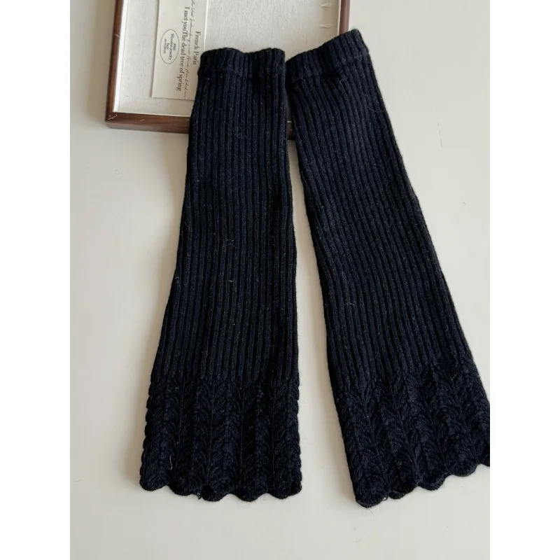 Einfarbige gestrickte Beinschützer für Damen, weiche Damen-Schuhüberzüge, atmungsaktive und dicke Damenstiefel, gestapelte Socken, Fußwärme