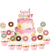 Donut Themed Birthday Cake Topper Sweet Bar Donut Happy Birthday Cake Topper Cake Decor Baby Shower Weeding Party Supplies