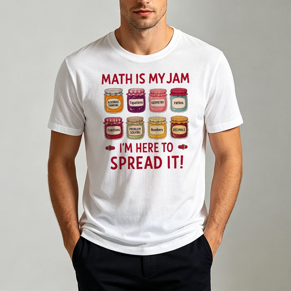 Math Is My Jam Math Subject Jars Cartoon Doodle Men T Shirt Math Teacher Funny Educational Graphic Daily Commute Casual Tee