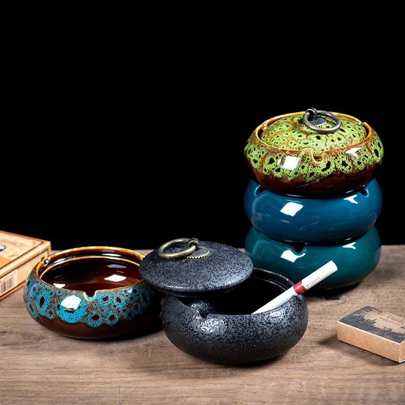 

Ceramic Living Room Insect Proof Covered Ashtray, Cigar Ashtray, Home Decoration Accessories, Gift for Boyfriend