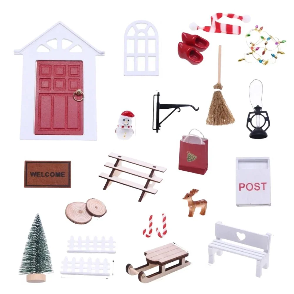 

24 шт. 1:12 украшения для кукольного дома DIY поделки Рождественский декор эльфийская дверь сказочный дом кукольные аксессуары ручная работа миниатюрная модель сцены