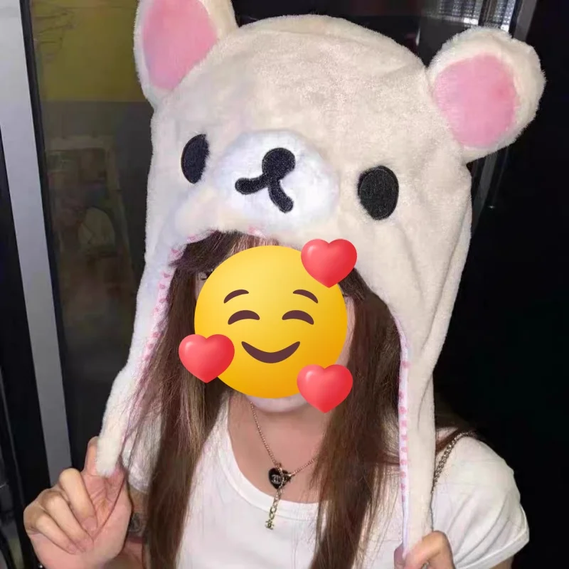 

Kawaii Rilakkuma Korilakkuma Bear Ushanka Hat, милая зимняя шапка для женщин, девочек и мальчиков, детская кепка с рисунком аниме, подарки Gorras