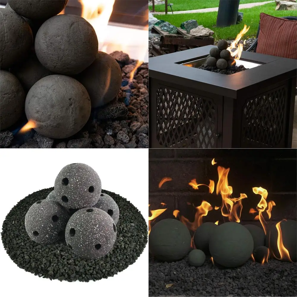 

Набор из 5 керамических огневых шаров - современный аксессуар для уличных и домашних очагов в стиле бетона с эффектом браширования