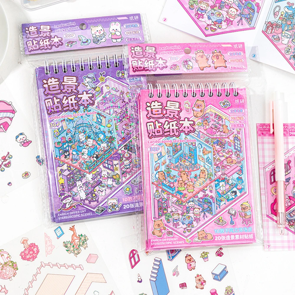 conjunto-de-livros-de-adesivos-em-miniatura-3d-para-scrapbooking-adesivos-de-papel-pet-a-prova-d'Agua