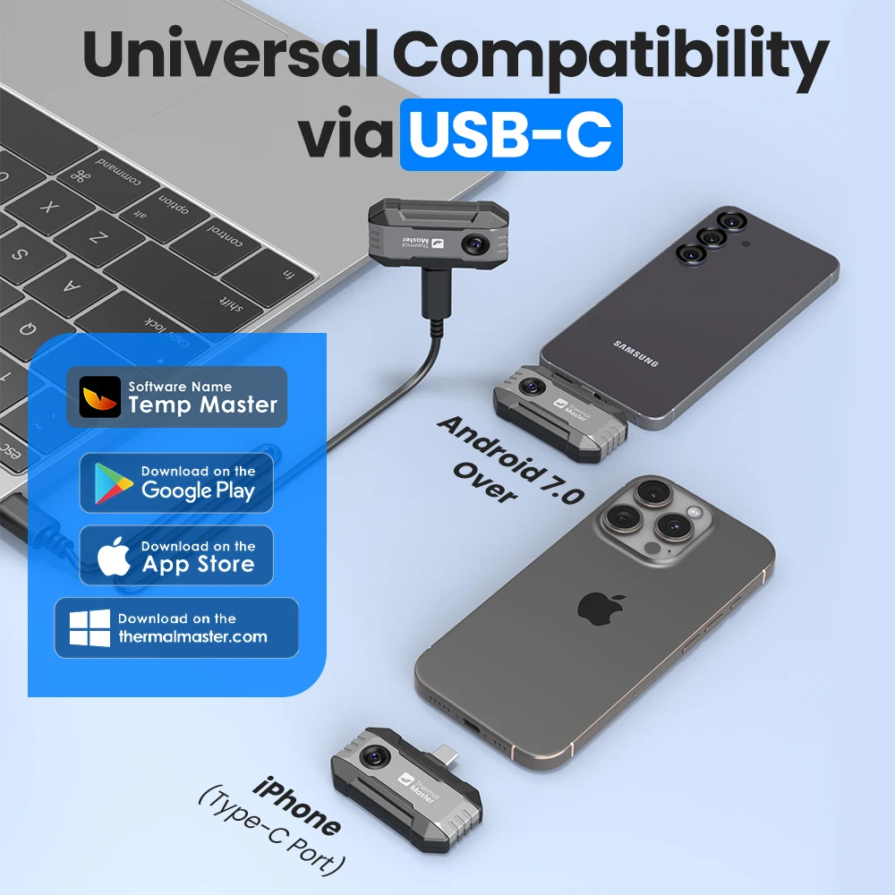 كاميرا حرارية P1 1112 ℉ لهواتف ios وAndroid، دقة 320*240X3IR، تصوير حراري للفحص المنزلي #6