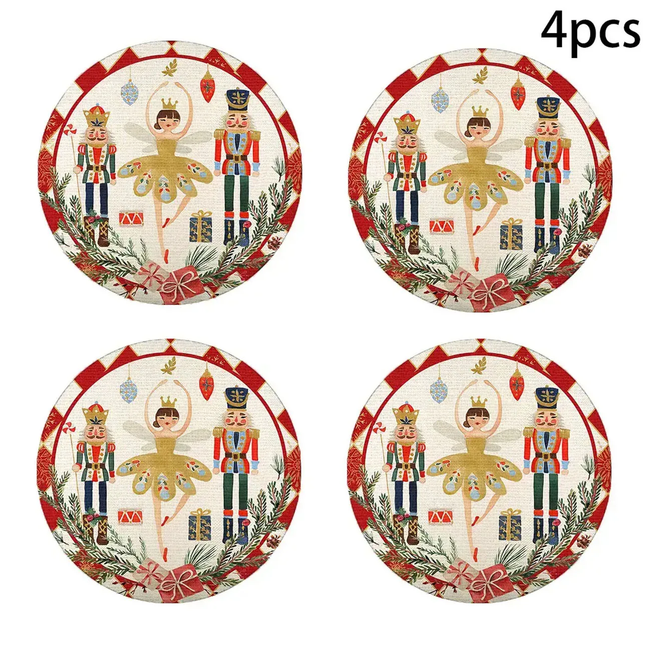 4-piece set - wooden placemat, anti slip and heat-resistant, desktop protection, dining table decoration, restaurant gift
