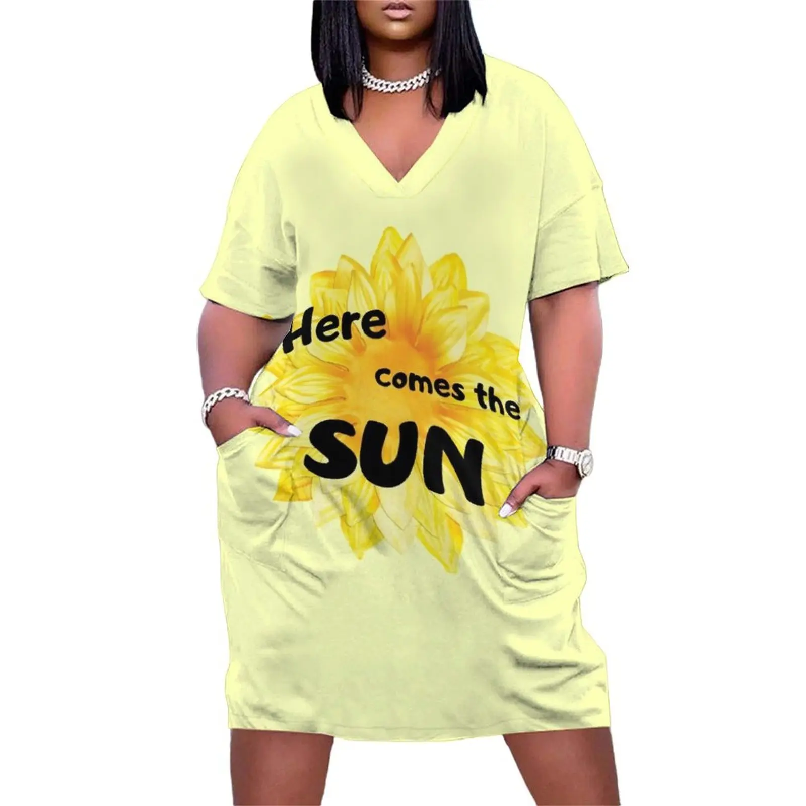 

here comes the sun Loose Pocket Dress women evening dress dress women elegant luxury