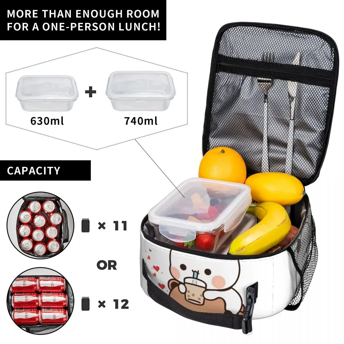 Insulated Lunch Boxes Bubu Dudu Chilling Accessories Cartoon Panda Bears Storage Food Box Thermal Cooler Lunch Box For School