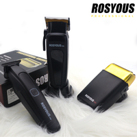ROSYOUS Professional 10000 RPM Hair Clipper Kit DLC Titanium Coated Blades, LED Charging Base, 5-level Adjustment, Barber Set