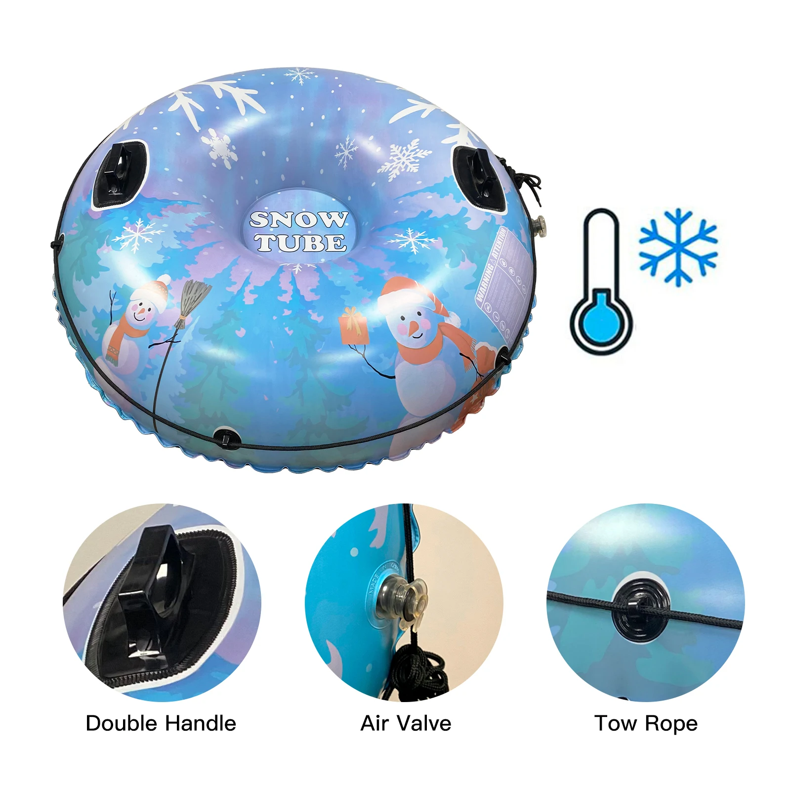 Inflatable Ski Ring PVC Sledding Tube Thicken Snow Tubing Winter  Tube with Handle Inflatable  Snow  Tube for Adults