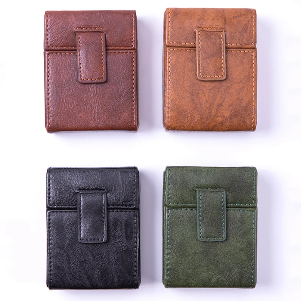 Travel Friendly PU Cigarette Carrier Protects 20 Cigs Features Dedicated Lighter Space
