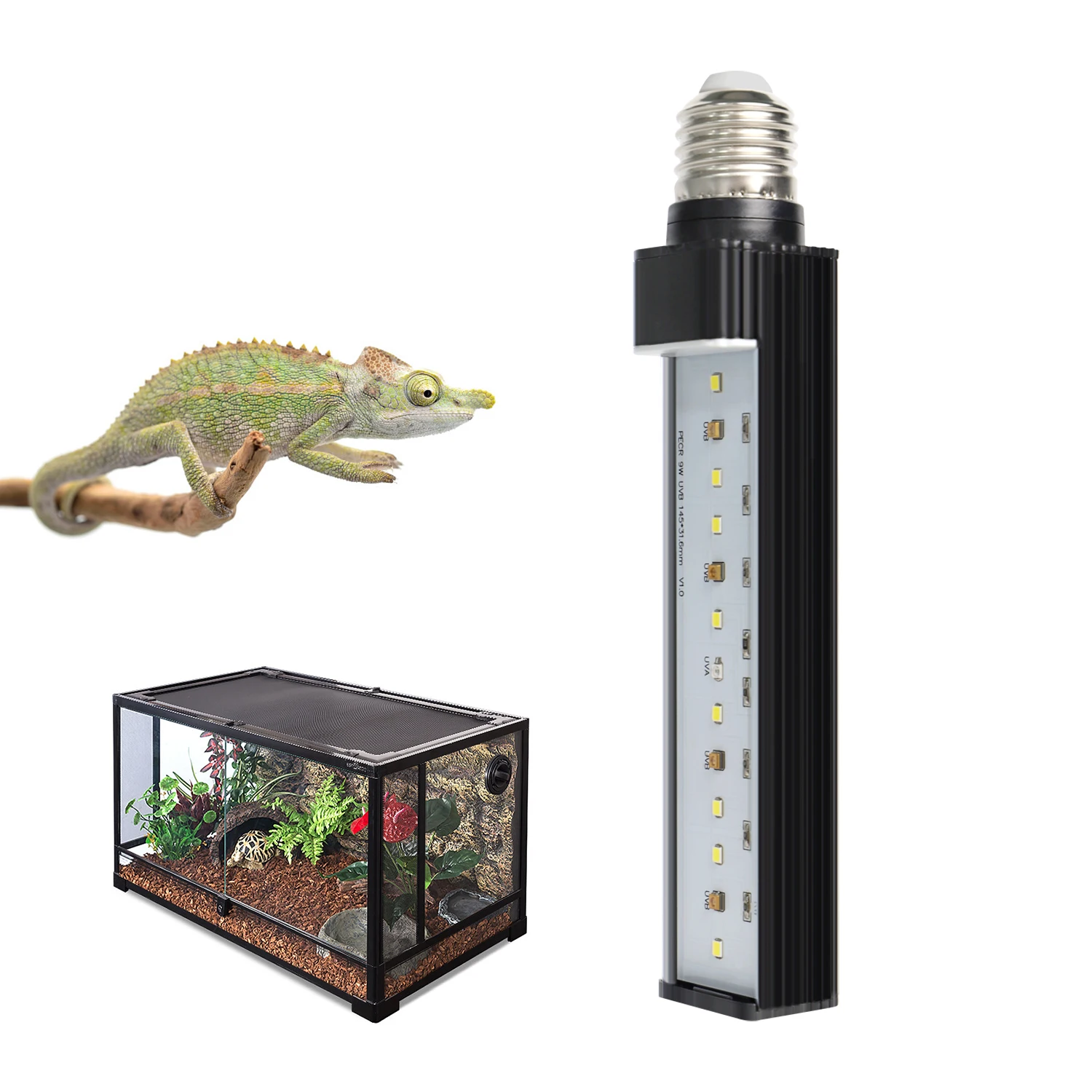 Reptile Terrarium Day Night heat lamp white led reptile  bulb light for Lizards Turtles Spiders