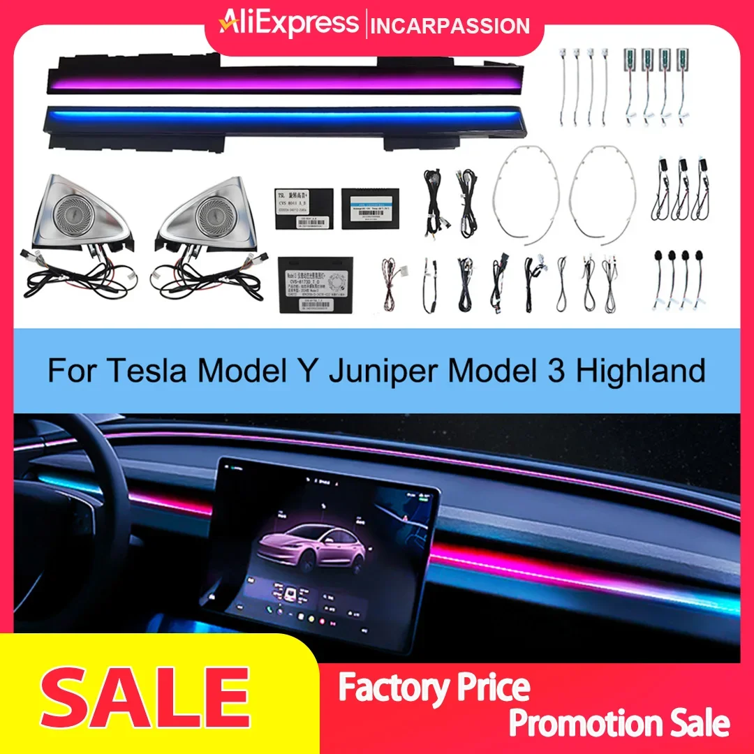 Dynamic Ambient Light for Tesla Model Y Juniper and Model 3 Highland Enhanced Dynamic Dash Ambient Light   Rotation Tweeter！