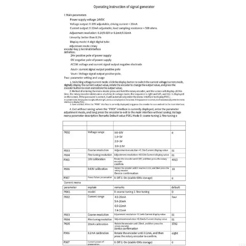 Y55E 4-20MA DC0-10V 0/4-20MA Generador señal ajustable Corriente corriente Analógico