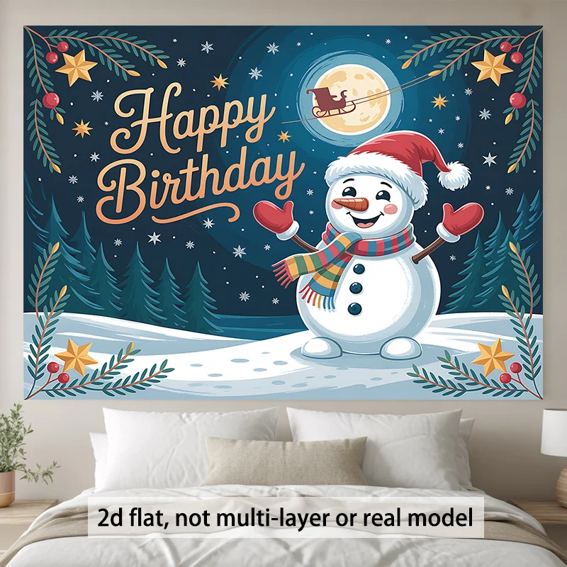 خطة ثنائية الأبعاد، 1 لافتة عيد ميلاد سعيد لرجل الثلج الشتوي - رسالة عيد ميلاد سعيد كبيرة مع تصميم رجل الثلج والزلاجات